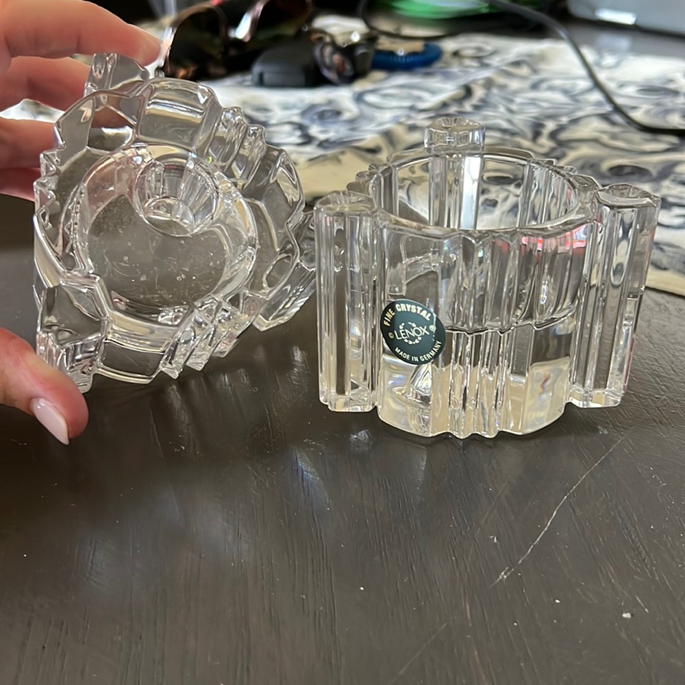Pair of Art Deco Lenox candle holders.